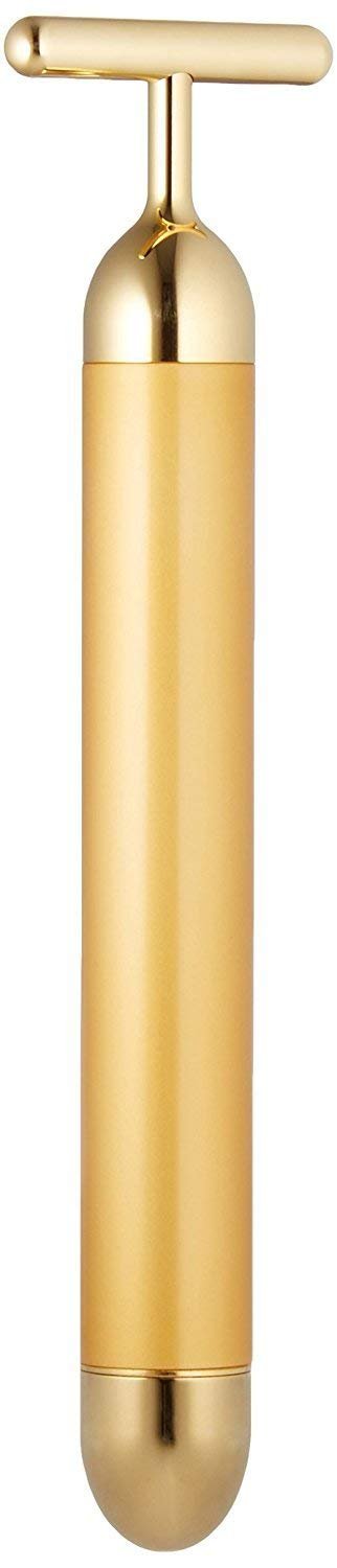 Beauty Bar 24k Golden Pulse Facial Massager, T-Shape Electric Sign Face Massage Tools for Sensitive