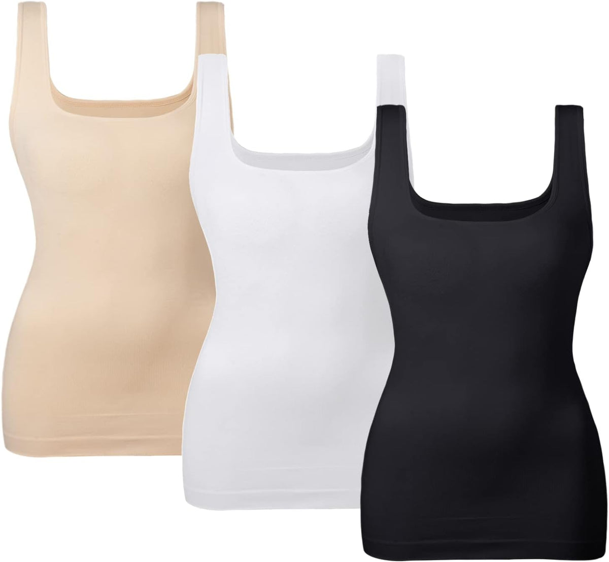 EUYZOU Women's Tummy Control Shapewear Tank Tops Seamless Square Neck Compression Tops Slimming