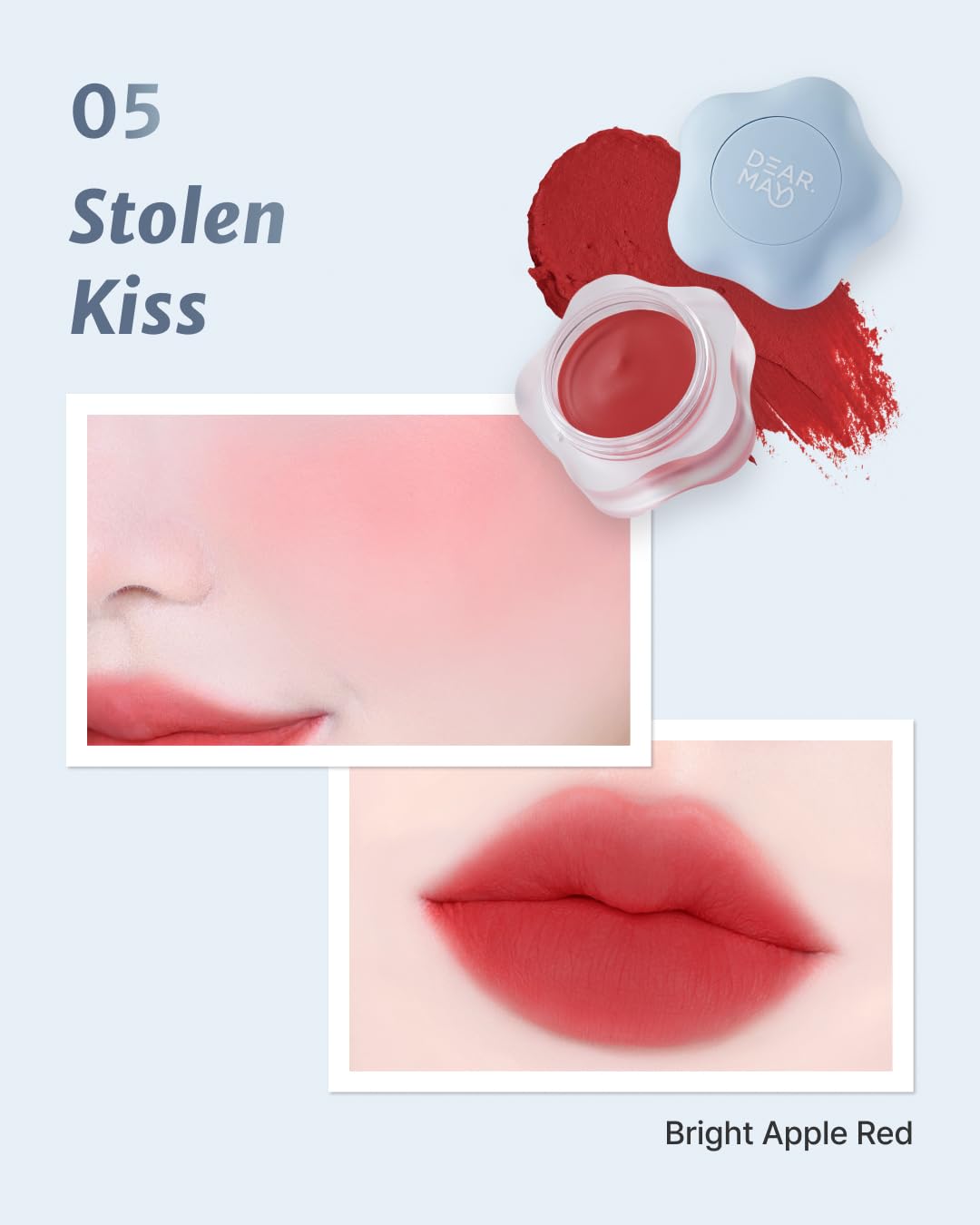 DEARMAY Pure Falling Mood Lip Pot No. 05 Stolen Kiss 0.23 Oz. Vegan Lip Stain Lip & Cheek Multi-Use