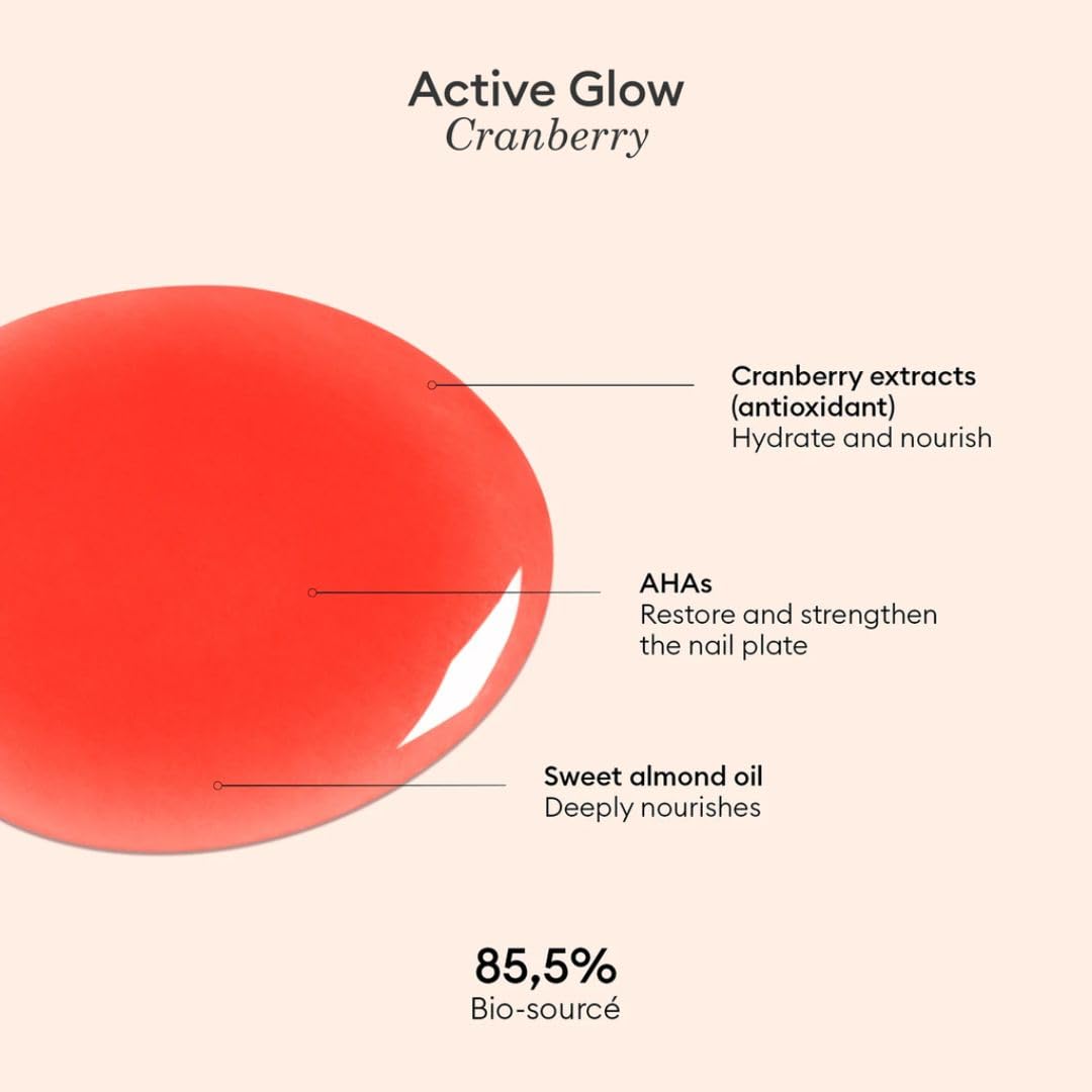 Manucurist Active Glow Cranberry All-in-One Perfecter Nail Polish & Care - No Lamp - Vegan & Made
