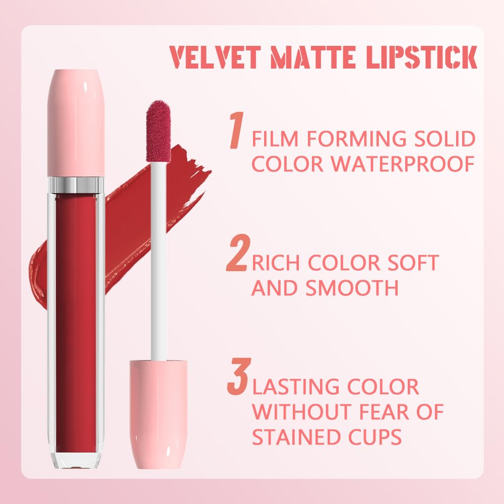 BINGBRUSH Super Matte Longwear No-Budge Stay On Smudge Proof Liquid Lipstick Long Lasting Makeup