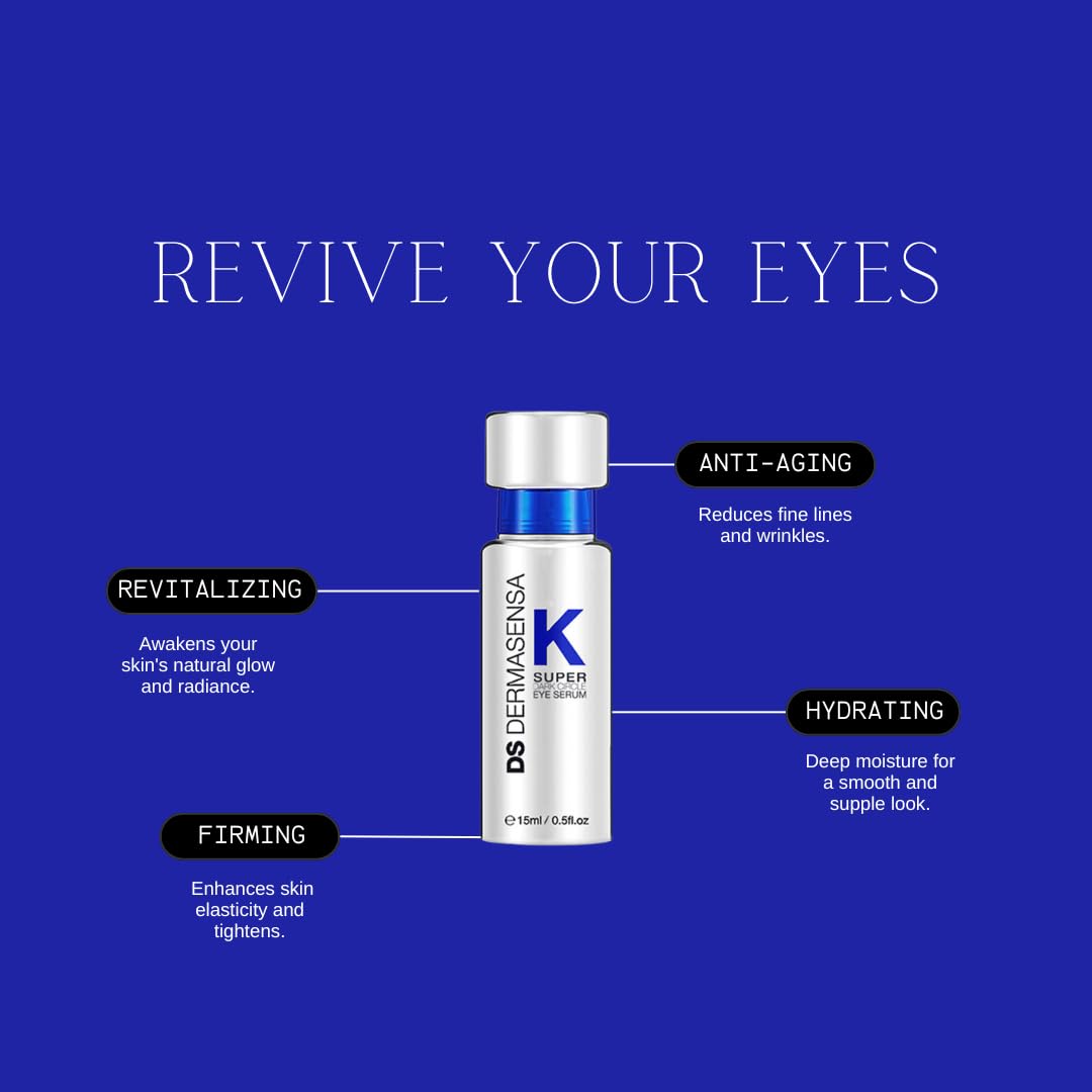 DS Dermasensa K Super Eye Serum, 0.5 fl oz (15ml) – Vitamin K & Arnica Formula for Dark Circles &