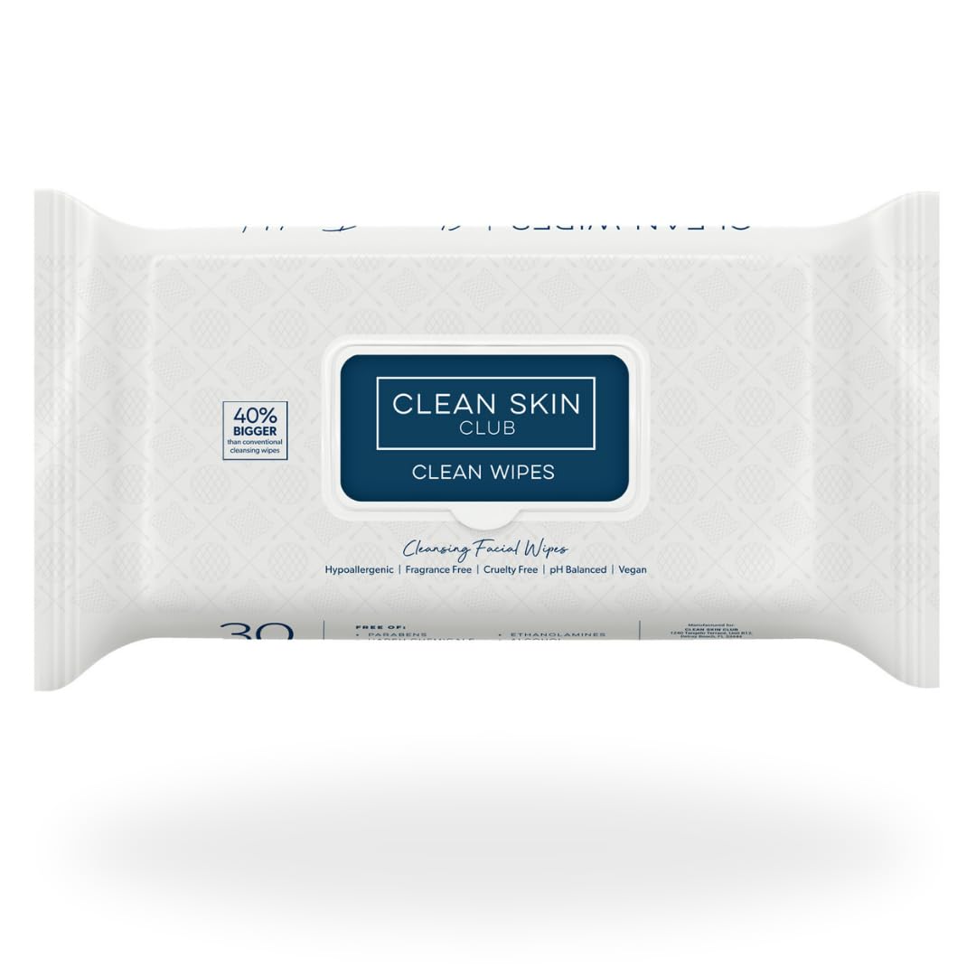 Clean Skin Club XL Premium Face Wipes, Extra Moist Makeup Removing Towelettes, Facial Cleansing