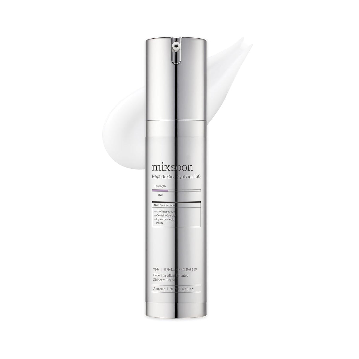 mixsoon Peptide Cica Hyalshot 150, 1.69 Fl. Oz / 50ml Centella Asiatica, Hyaluronic Acid for