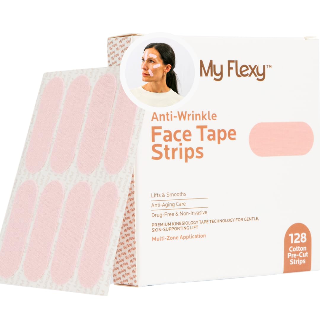 Face Tape Strips - 128 Pre-Cut Cotton Face Lifting Tape, Facial Tape, Overnight Anti Wrinkle