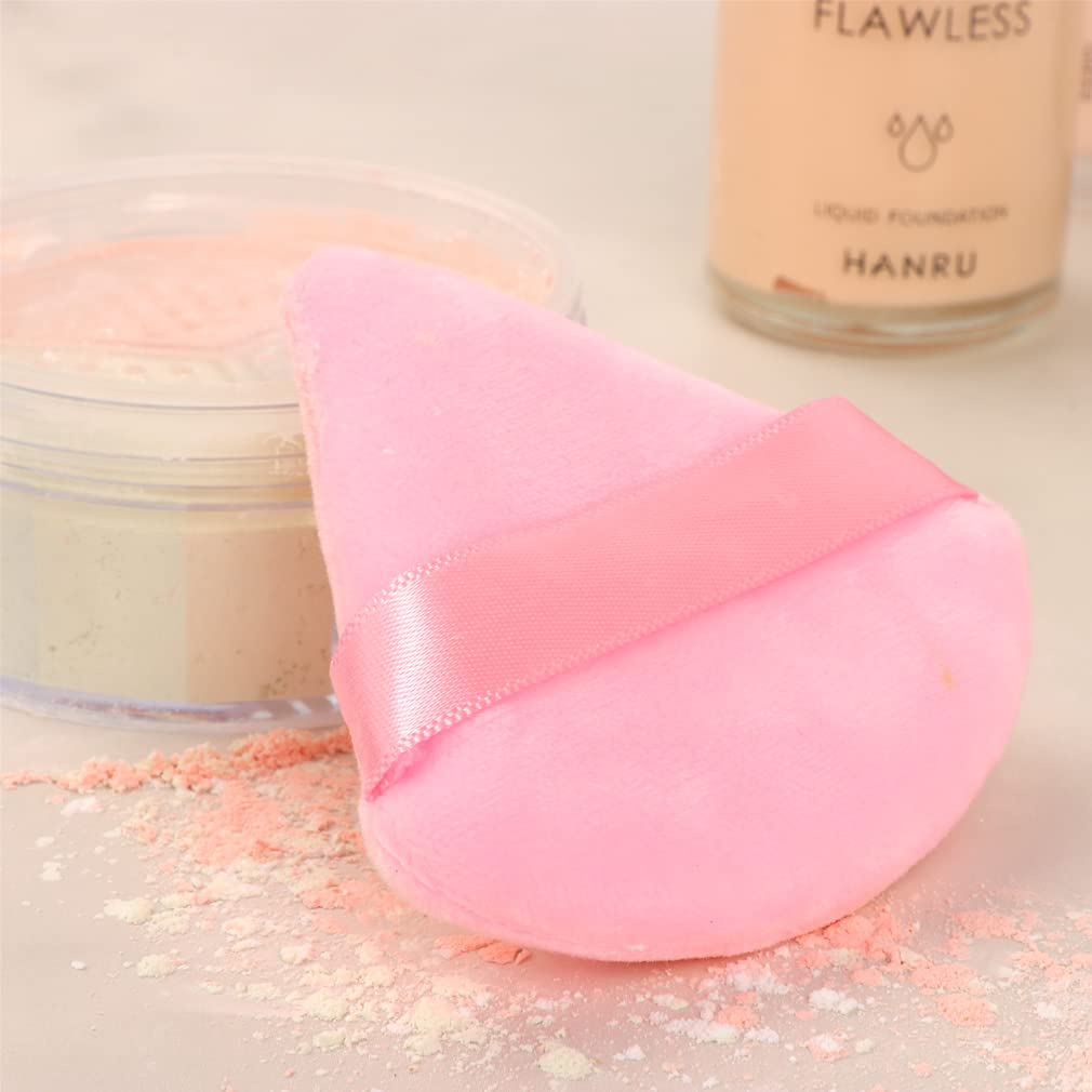 Ocim 10Pcs Powder Puffs for Face Powder,Soft Velour Triangle Beauty Puff,Makeup Pressed,Baking &