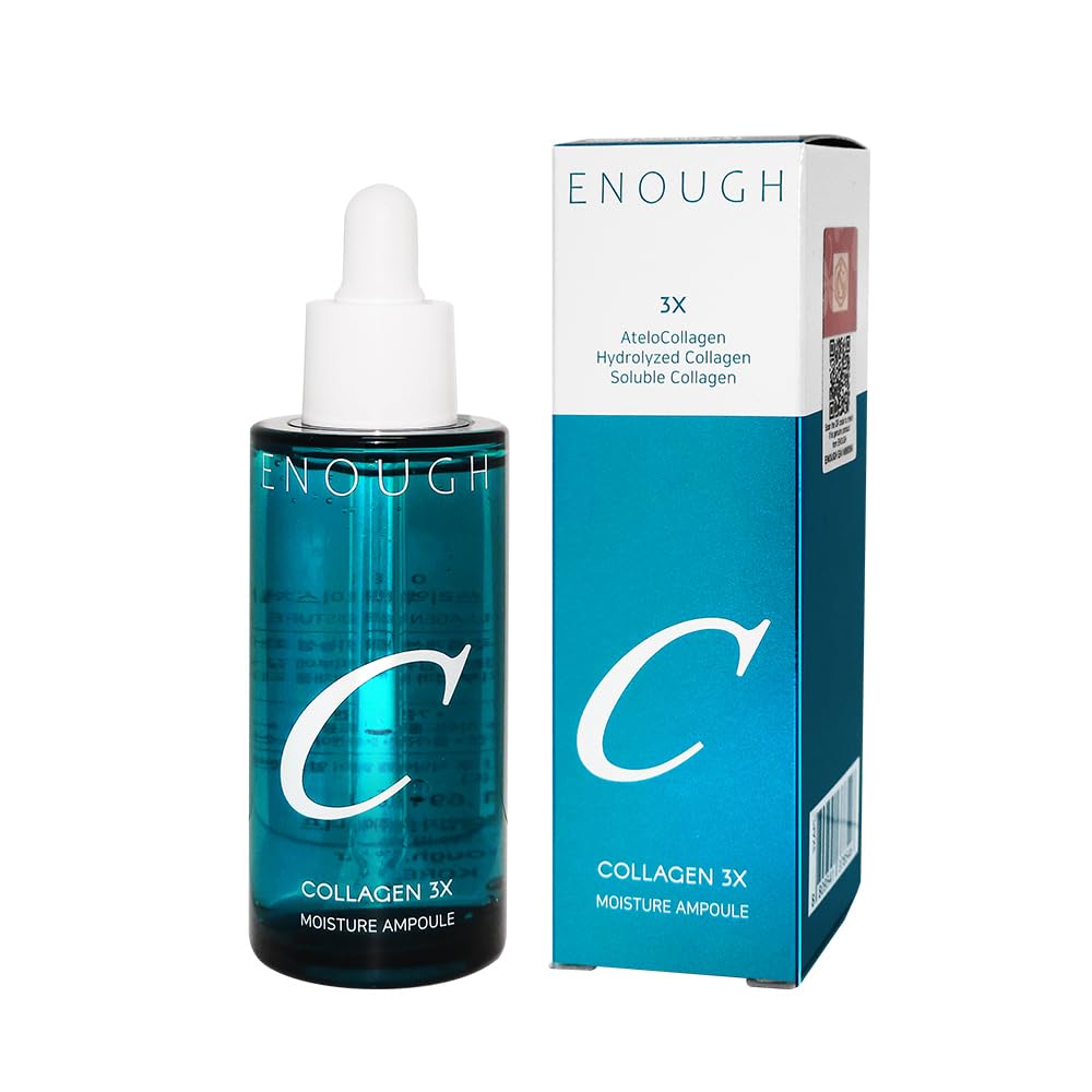 Enough Collagen 3X Moisture Ampoule, Korean Skin Care Anti-Aging Face Serum with Hyaluronic Acid