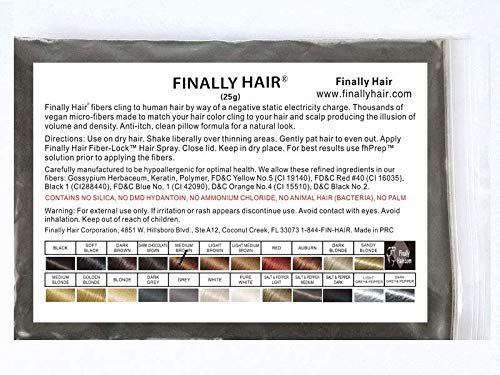 Hair Building Fibers 25 gram (ammonium chloride free) Refill Bag by Finally Hair. Compatible