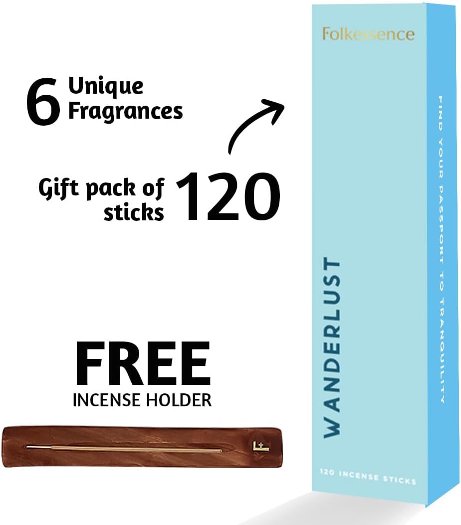 Folkulture Incense Stick with Holder for Gift | Set of 6-120 Organic Fall Insence-Sticks with 45