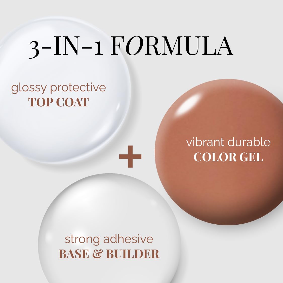 NAILOG One Step Brown Gel Nail Polish 12ml Top Coat Color Gel Base 3-In-1 Formula Soak Off UV Gel