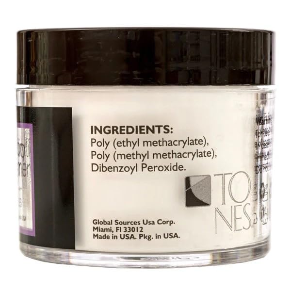 Tones Pro Acrylic Nail Powder, Glass (Clear), (8.5 Fl Oz) - Long-Lasting & Non-Yellowing Polymer