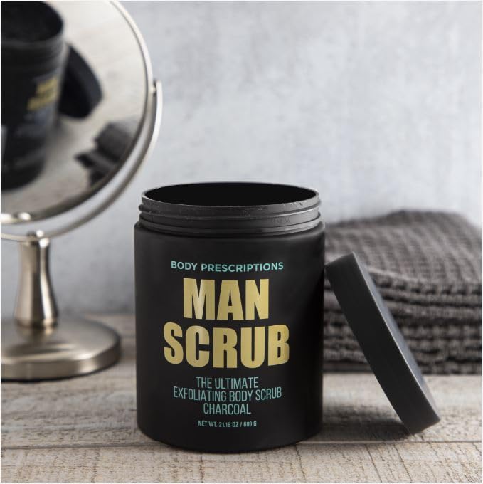Body Prescriptions Men’s Exfoliating Body Scrub – Ultimate Skin Cleansing Wash in Jar with