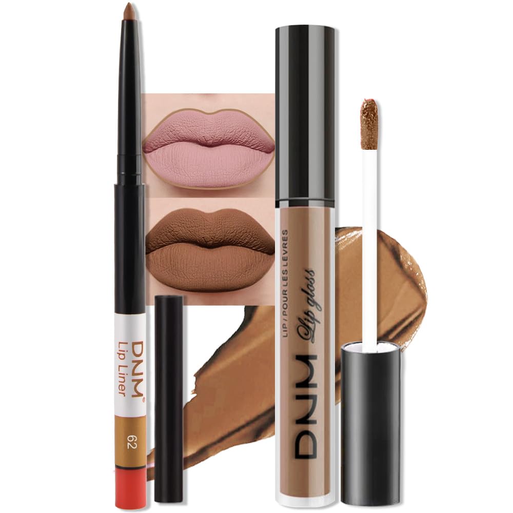 evpct 2Pcs Nude Matte Lip Liner and Lipstick Combo Set for Women, Nude Lip Combo Set Liquid Lips