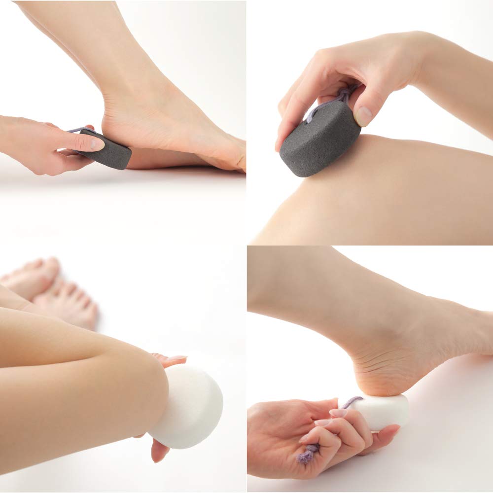 Pumice Stone for Feet, Body, Hands [Made in Japan] Silk or Charcoal Plus Hyaluronic Acid Essence