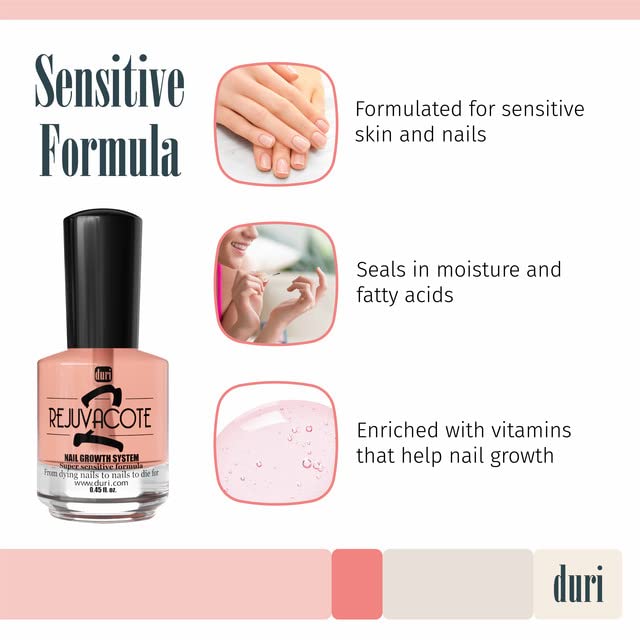 Duri Rejuvacote 2 Nail Growth System Sensitive Formula - Nail Hardener and Strengthener for