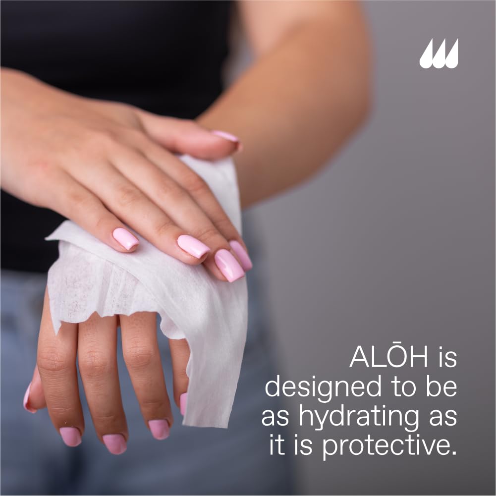 ALŌH Skin - Softening Sanitizing Hand Wipes – Peppermint + Eucalyptus Aloe (1 Box of 20