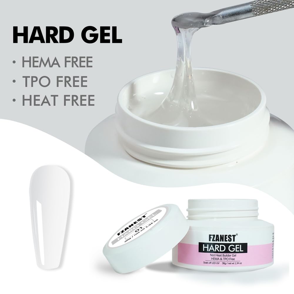 FZANEST Builder Gel Hema Tpo-Free Clear Hard Gel For Nails Extension Sculpting Overlay UV Led Soak