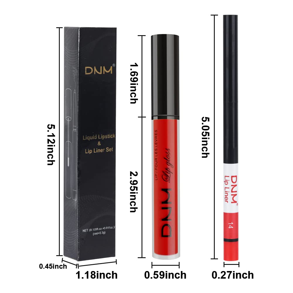 evpct 2Pcs Ruby Red Matte Lip Liner and Lipstick Combo Red Lip Gloss Stains Pencil Makeup Set Women