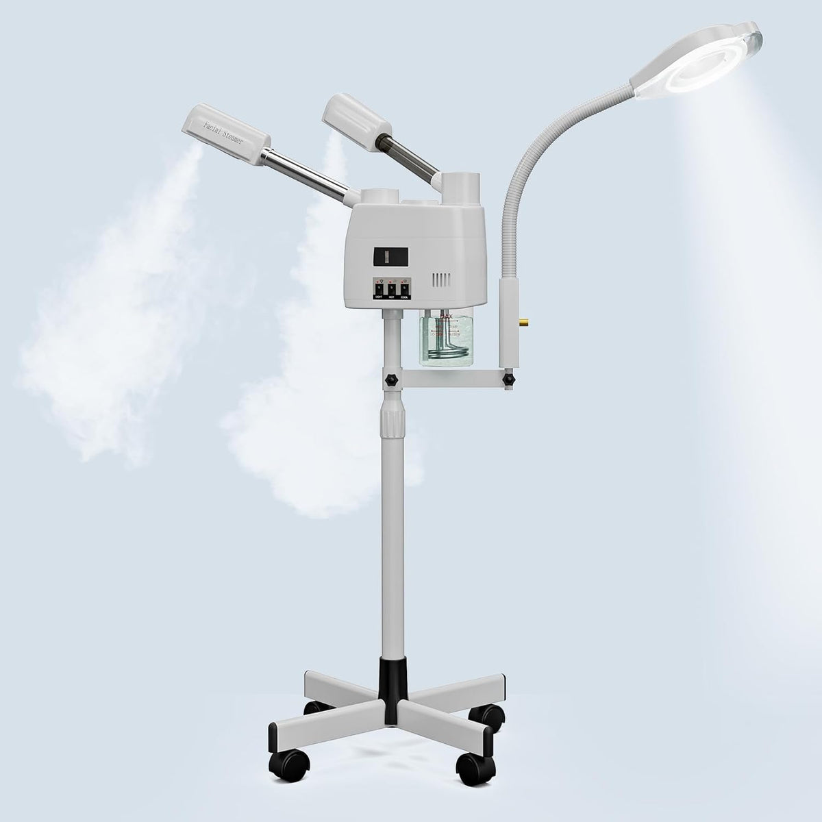 Paddie Professional 3 in 1 Facial Steamer on Wheels for Esthetician, Hot & Cold Mist, 5X LED