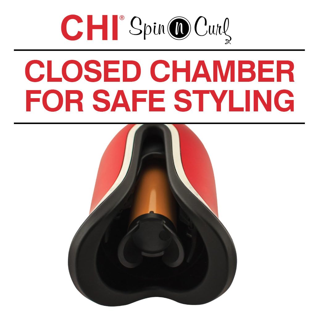 CHI Spin N Curl, Curling Iron For Healthy & Shiny Effortless Curls & Waves, Provides Preset