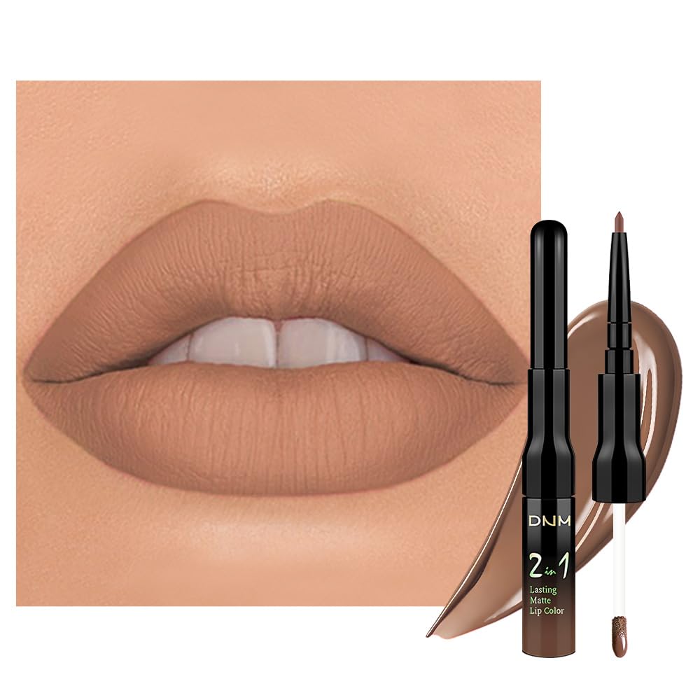 evpct 1Pcs True Nude Matte Lip Liner & Liquid Lipstick Stain Makeup Set for Women, Nude Lip Liner
