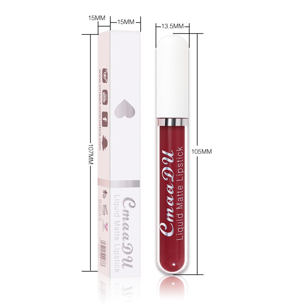 evpct 1Pcs Plum Red Liquid Matte Lipstick Lipgloss Set for Women, labiales mate 24 horas originales
