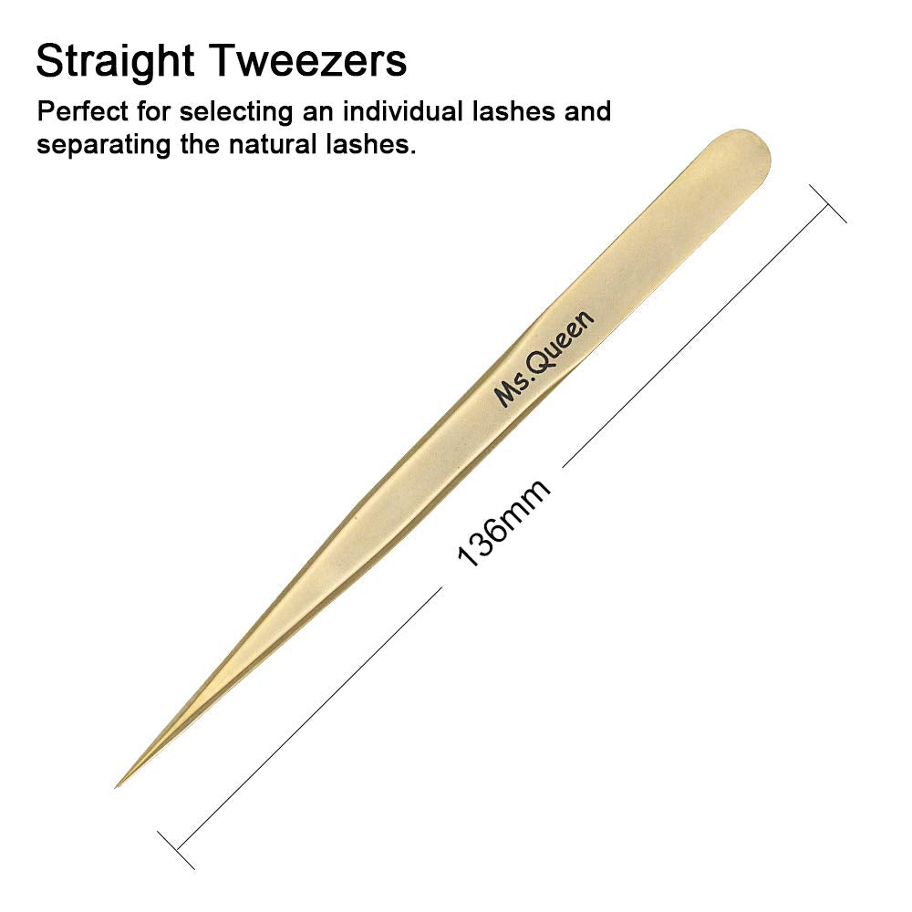 Ms.Queen Eyelash Extension Tweezers Set-Precision Tweezers for 2D-6D Volume&Individual False Lashes