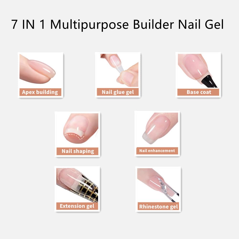 Clear Builder Gel for Nails 7 in 1 Nail Builder Strengthener Gel Clear Color Builder Extension Nail