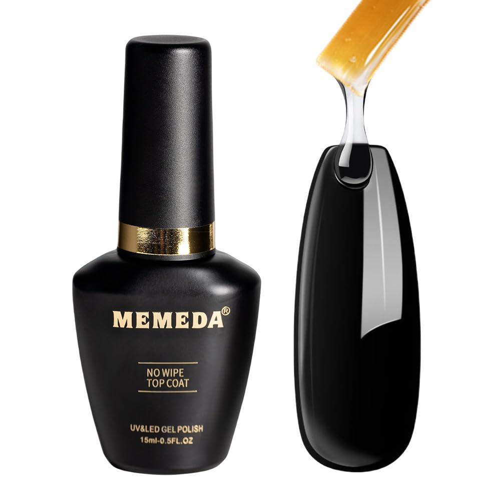 Gel Nail Polish Top Coat, 15ml No Wipe High Gloss Shiny Long Lasting Clear Top Gel for Acrylic
