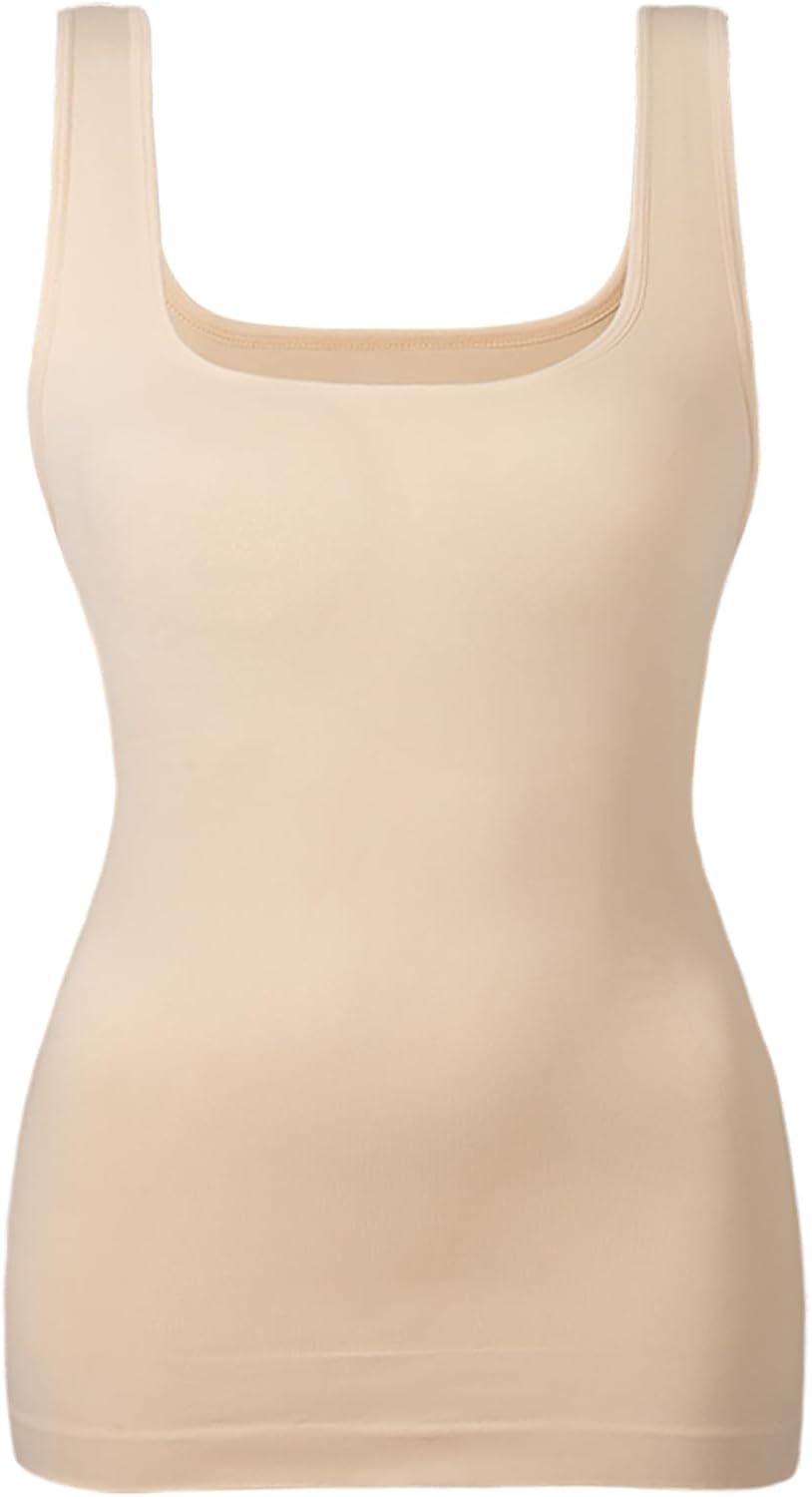 EUYZOU Women's Tummy Control Shapewear Tank Tops Seamless Square Neck Compression Tops Slimming