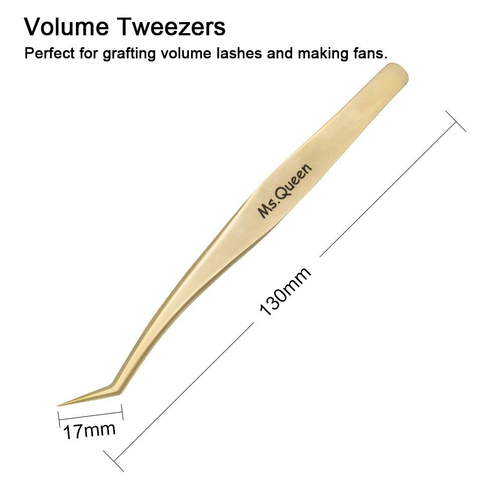 Ms.Queen Eyelash Extension Tweezers Set-Precision Tweezers for 2D-6D Volume&Individual False Lashes