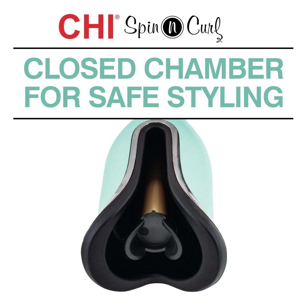 CHI Spin N Curl, Curling Iron For Healthy & Shiny Effortless Curls & Waves, Provides Preset