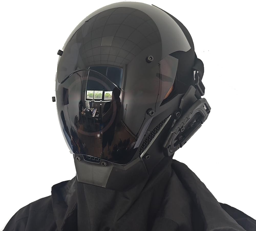 KYEDAY Punk Mask Cosplay for Men, LED Round Light Mask for Women Cosplay Halloween Fit Party Music