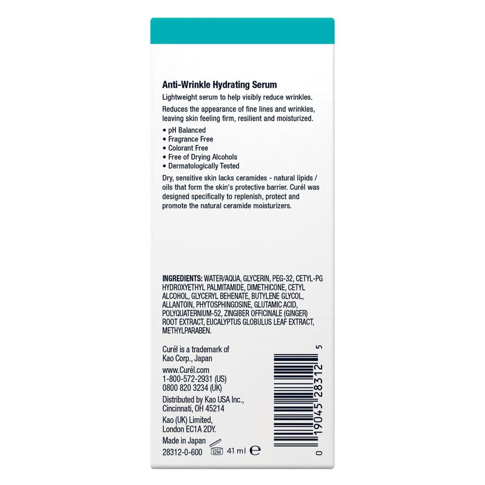 Curel Japanese Skin Care, Anti-Wrinkle Hydrating Serum, Lightweight Serum, Fragrance Free &