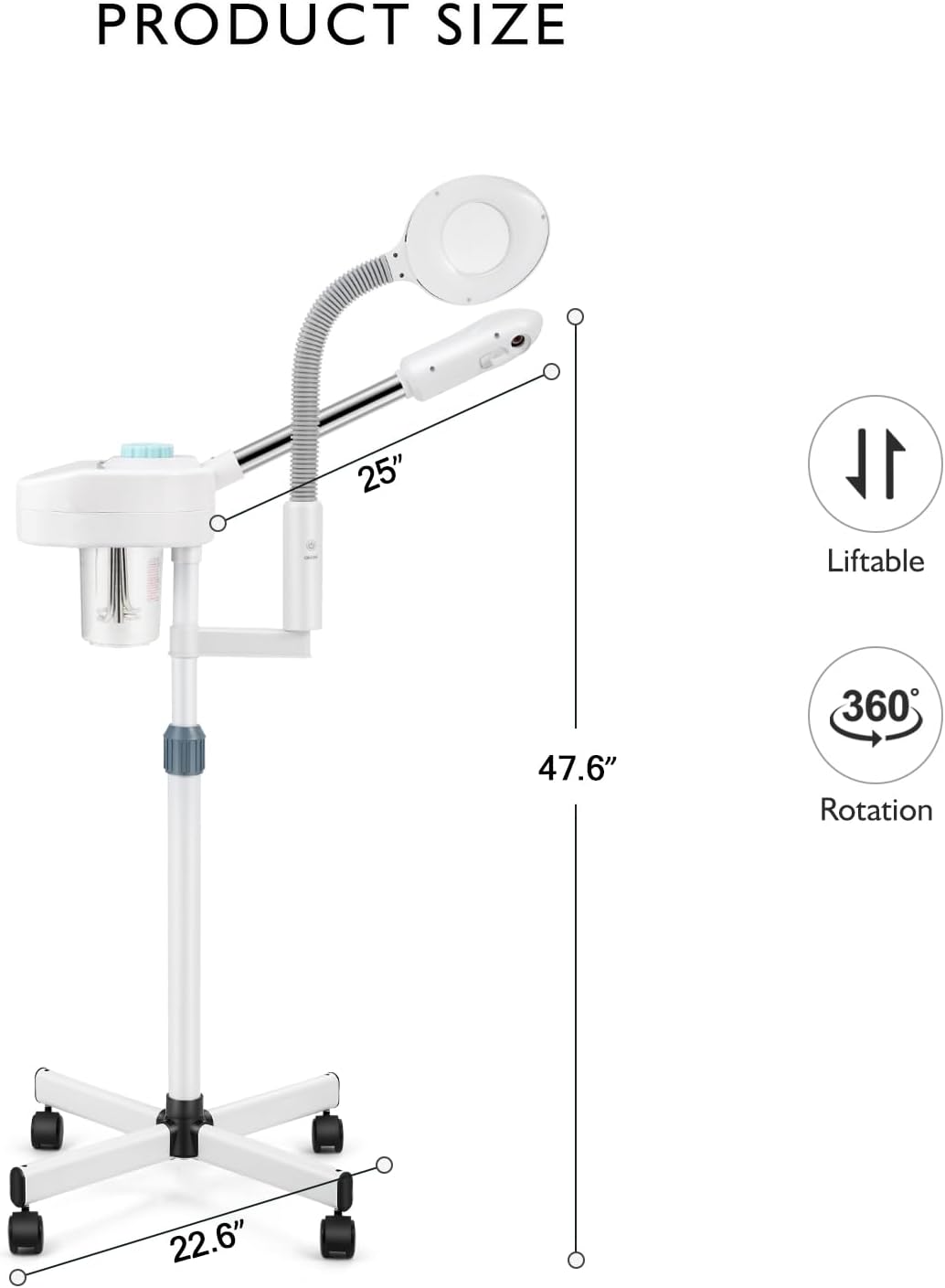 Artist hand Professional Facial Steamer for Face Home Facial Spa with 5X LED Magnifying Lamp Face