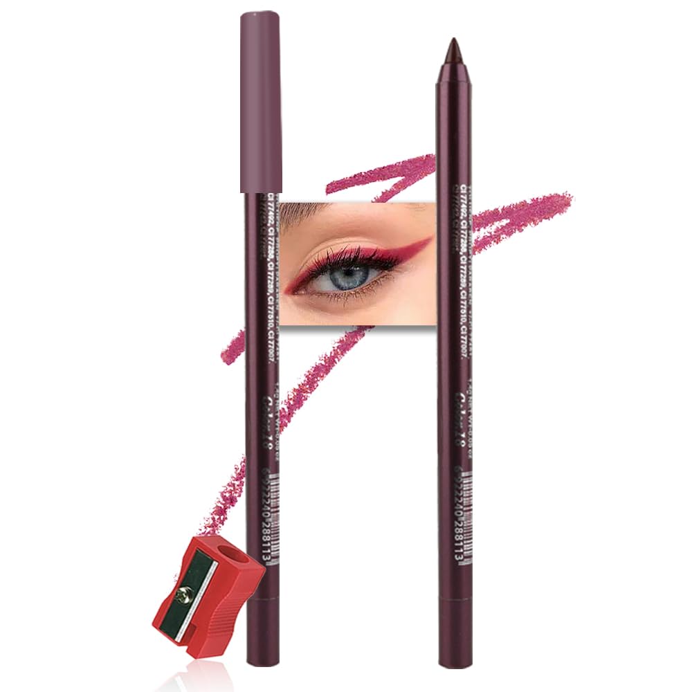 Kaely Gel Eyeliner Pencil for Women, Plum Purple Eye Liner Waterproof Smudge Proof with Sharpener