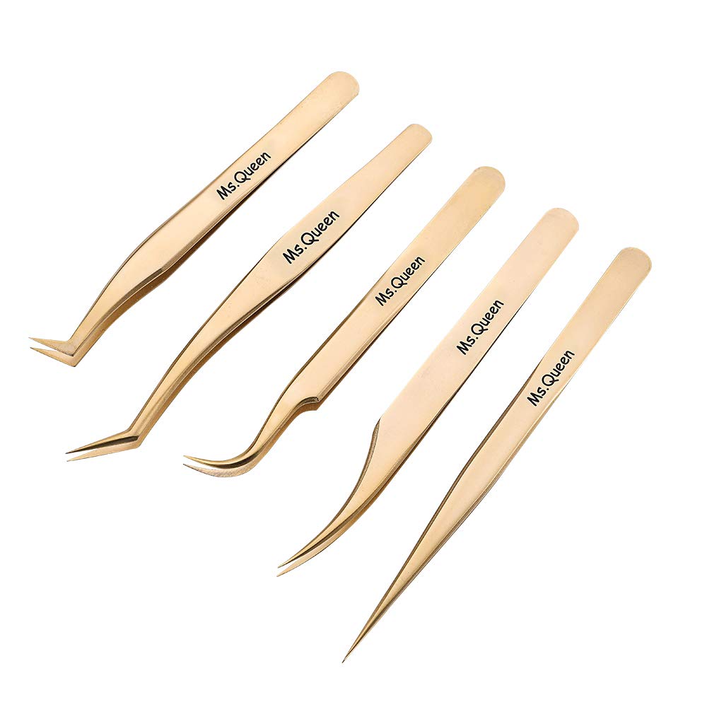 Ms.Queen Eyelash Extension Tweezers Set-Precision Tweezers for 2D-6D Volume&Individual False Lashes