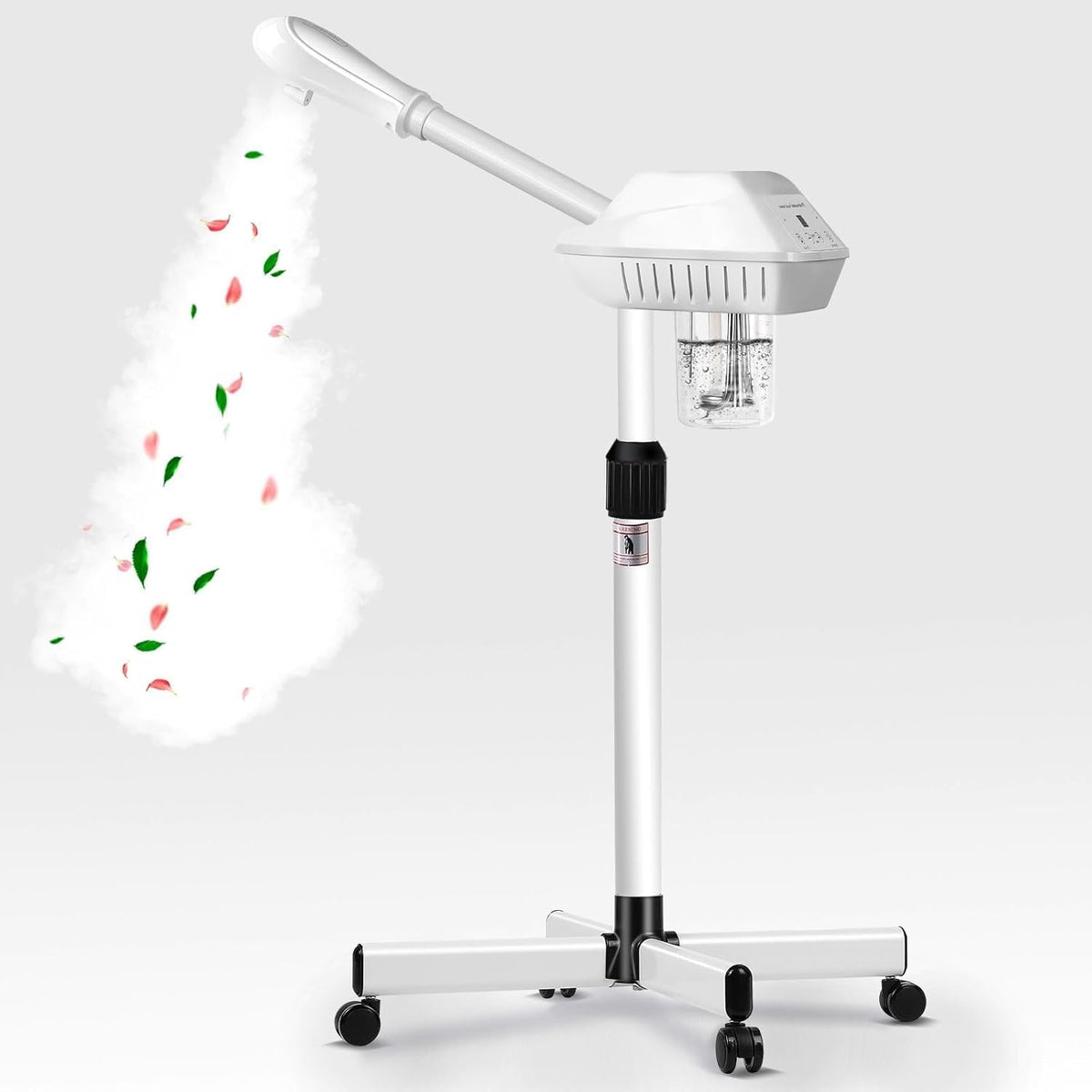 Professional Facial Steamer on Wheels, Esthetician Steamer with Hot Ozone Mist, Stand Face Steamer