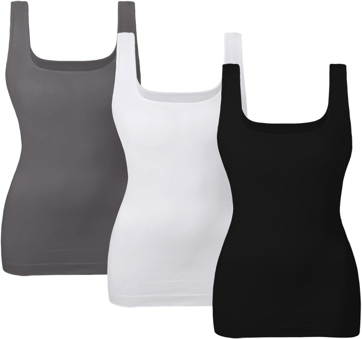 EUYZOU Women's Tummy Control Shapewear Tank Tops Seamless Square Neck Compression Tops Slimming
