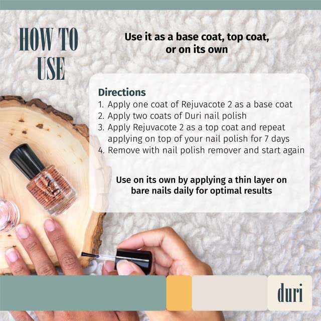 Duri Rejuvacote 2 Nail Growth System Sensitive Formula - Nail Hardener and Strengthener for