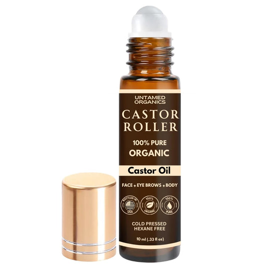 100% Organic Castor Oil Roll On For Eyebrows, Lips, Under Eyes, Eyelashes, Cuticles - Mess Free
