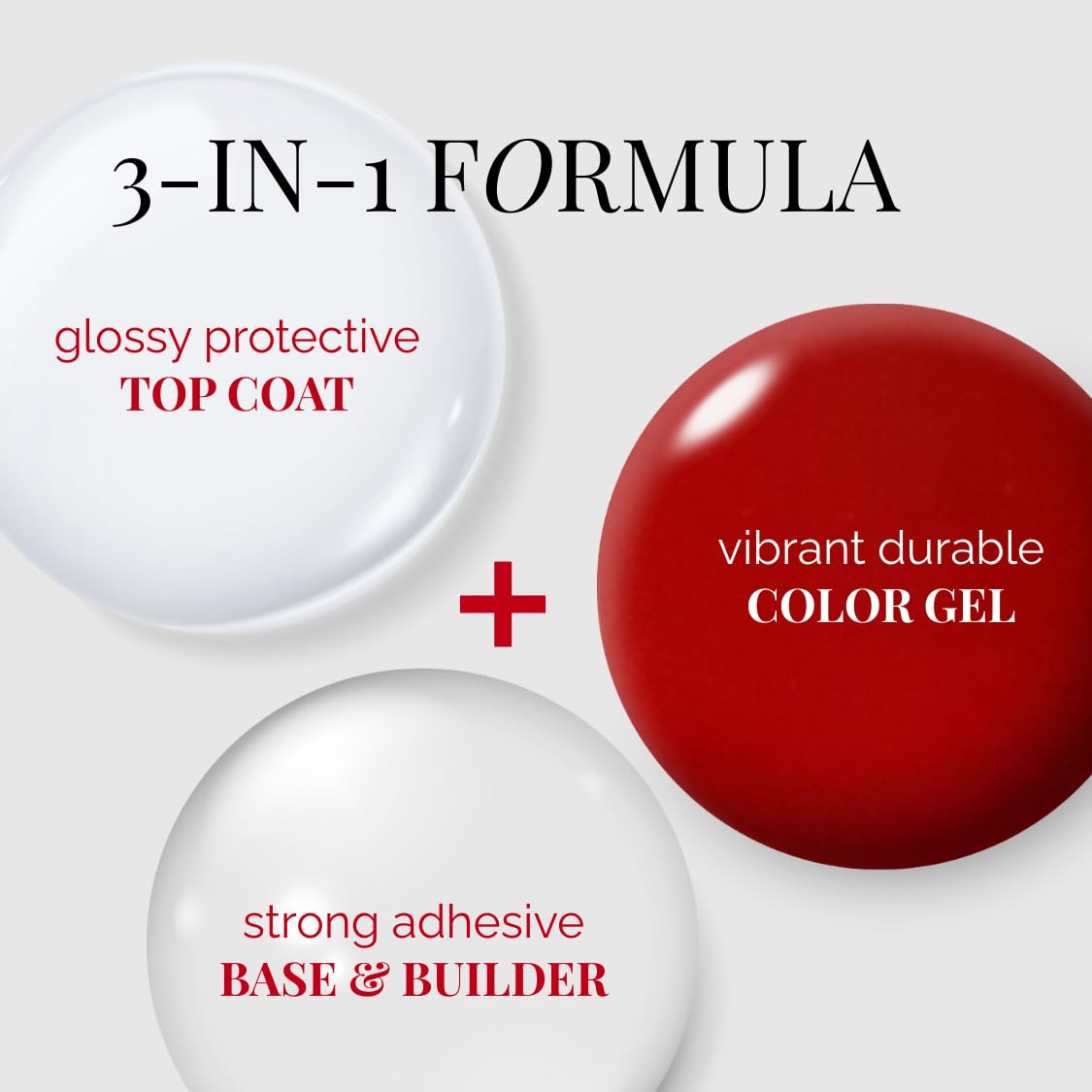 NAILOG One Step Red Gel Nail Polish 12ml Top Coat Color Gel Base 3-In-1 Formula Soak Off UV Gel