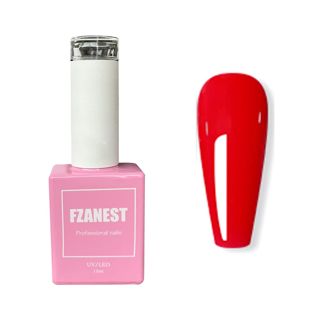 FZANEST Red Gel Nail Polish, 15ml Nail Gel Polish Fall Winter Color Soak Off UV LED Nail Art