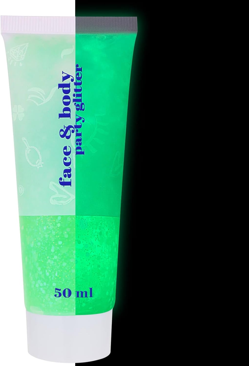 MEICOLY Neon Green Body Glitter Gel,UV Blacklight Chunky Face Glitter Gel,Glow in The Dark Glitter