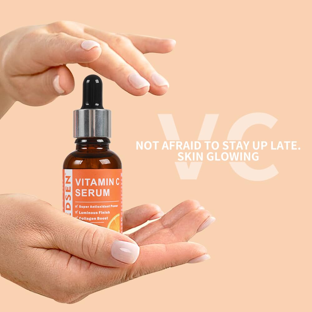 Vitamin C Serum for Face with Vitamin E & Ferulic Acid, Smoothes Wrinkles,Improves Elasticity,Firms