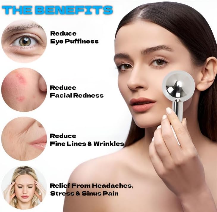 Ice Globes for Face & Eyes, Unbreakable Stainless Steel Cryo Massagers for Skincare Routines