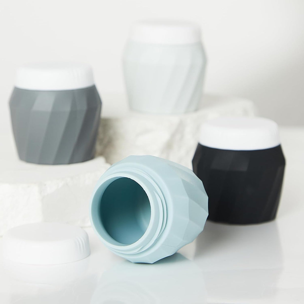 Travel Containers for Toiletries, Premium Silicone Cosmetic Cream Jars, TSA Approved Leak-Proof