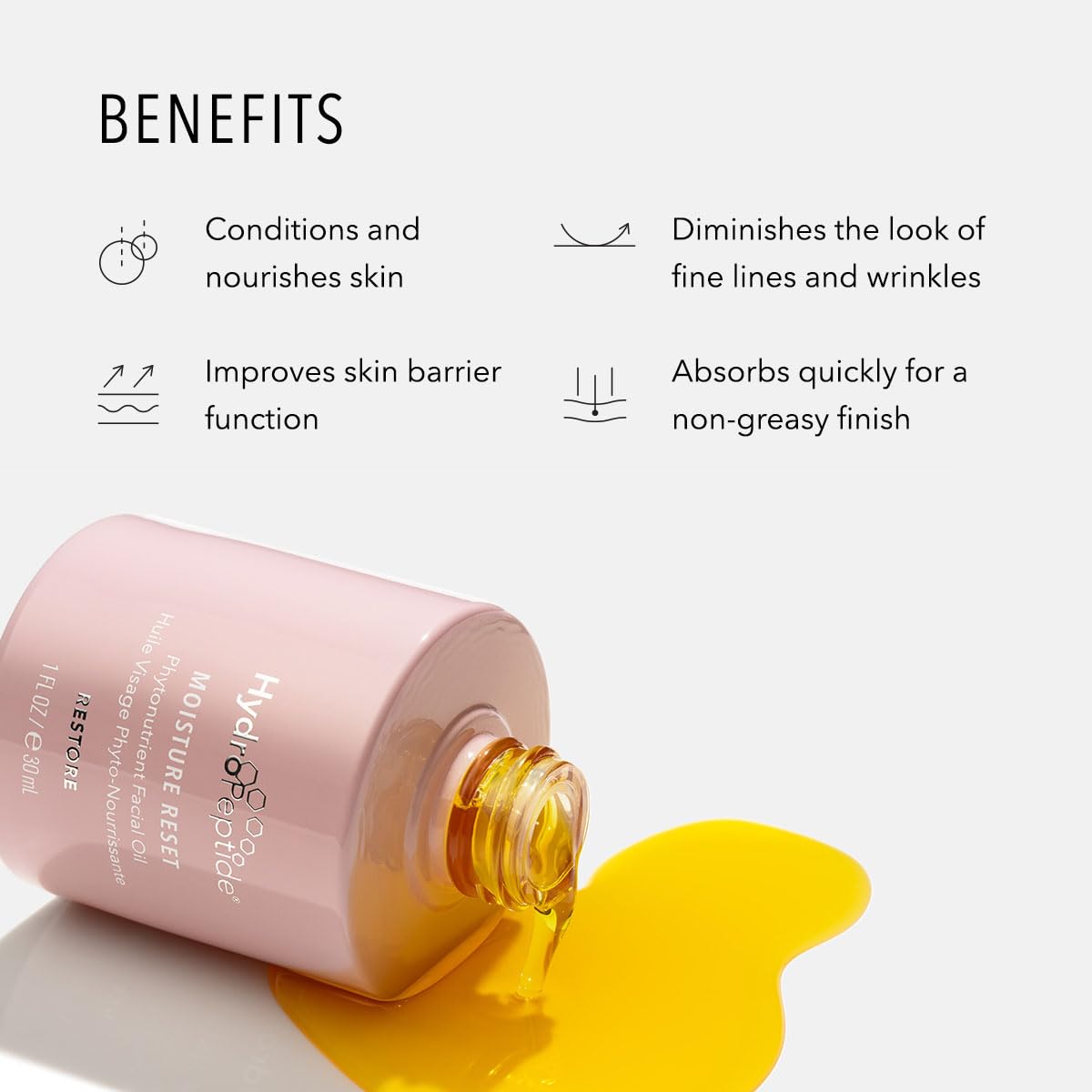 HydroPeptide Moisture Reset, Phytonutrient Facial Oil, Hydrate and Enrich Skin, Improves Skin