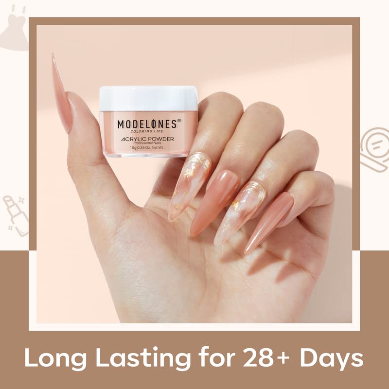 Modelones Acrylic Powder 6 Colors Acrylic Nail Powder Kit Skin Tones Brown Neutral Milky Daily