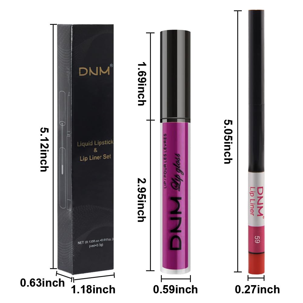 evpct 2Pcs Fuchsia Red Matte Lip Liner and Lipstick Combo Set for Women, Fuchsia Lip Combo Set
